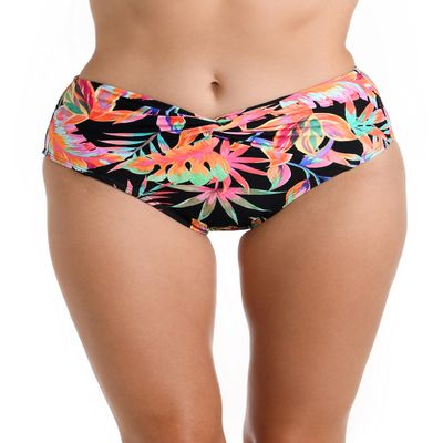 La Blanca Women's Twist Front High Waist Bikini Bottom, Black//Best Escape, 4