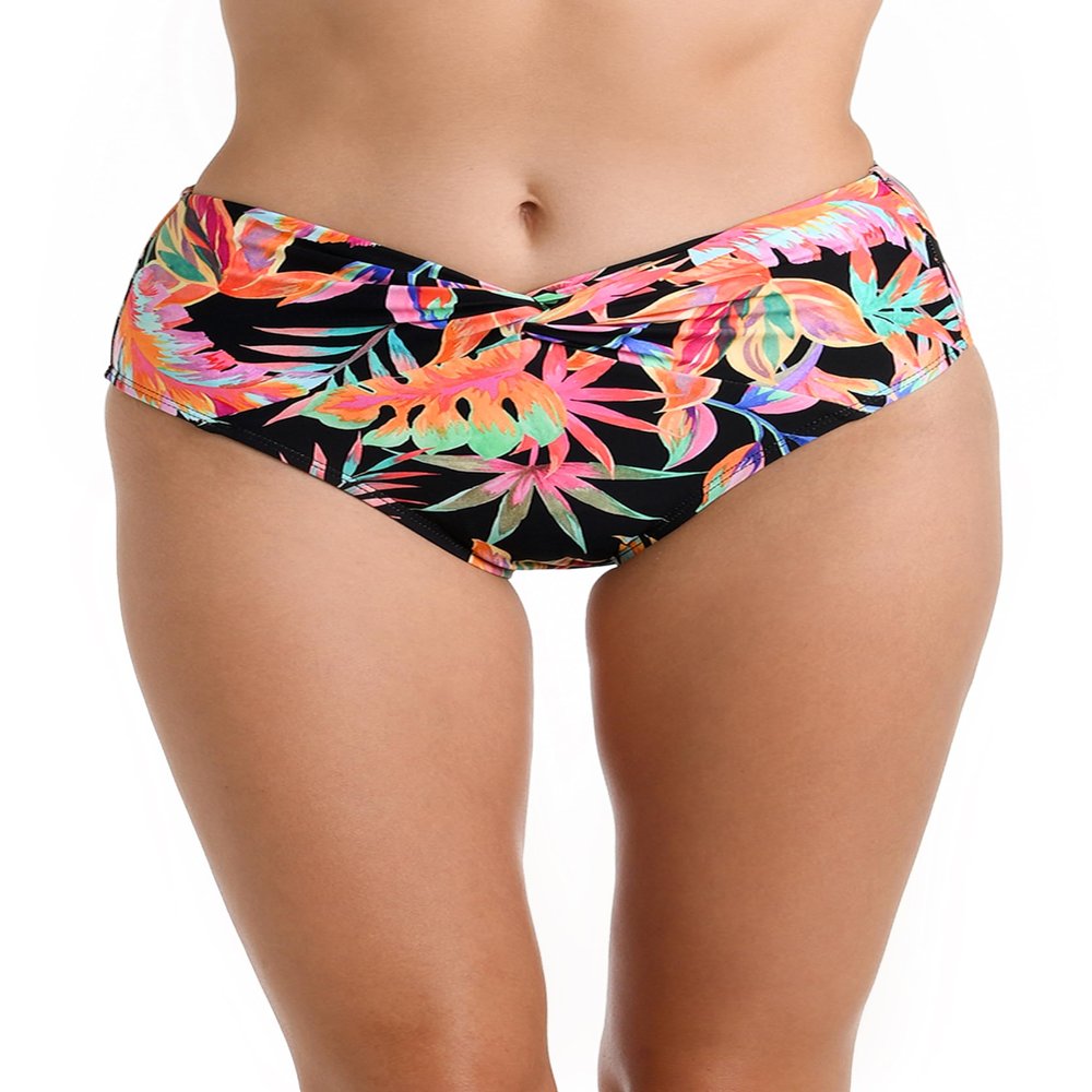 La Blanca Women's Twist Front High Waist Bikini Bottom, Black//Best Escape, 4