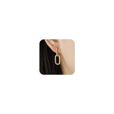 Chain Link Earrings for Women Paperclip Earrings Gold Earrings for Women Trendy Paperclip Square Chain Dangle Hoops Earrings Jewelry Gifts