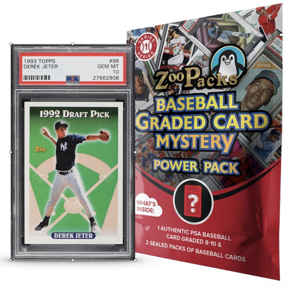 Derek Jeter PSA Graded Card Mystery Power Pack - 1 PSA Graded Derek Jeter Card and 2 Packs of Cards Per Pack - Amazon Exclusive