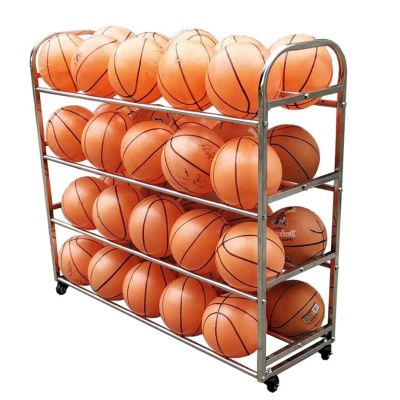 JLXJYS Floor-Standing Basketball RackOutdoor Garages School Nursery School Double Row Holder with Wheel, Large Capacity Ball Storage Cart Sturdy (Size : 120x38x110cm)