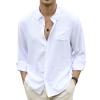 Ymosrh Button Down Shirts for Men, Mens Shirts Big and Tall Shirts Casual Work Designer Spring Summer Men's Casual Cotton Linen Solid Color Long Sleeve Shirts Loose Up Shirts Casual (3XL, White) view 2