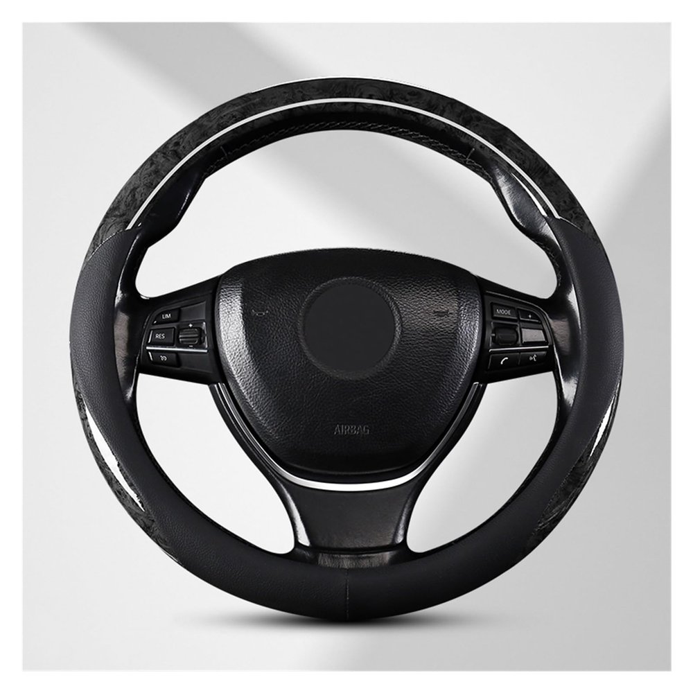 FUERU Car Steering Wheel Cover Set Car Steering Wheel Cover Wood Grain Leather Soft and Breathable Car Interior (Color : 5#)