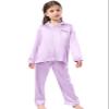 Schbbbta Pajamas for Women, Satin Silk 2 Pec Soft Comfy Sleepwear Long Sleeve Matching Silky Soft Pjs Set Outfits, Lavender, Large view 2