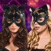 Bmirth Leather Rabbit Punk Black Cat Head Fox Animal Half Face Adjustable Mask for Halloween Party Masquerade Prom Decorative (Cat1) view 2