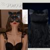 Bmirth Leather Rabbit Punk Black Cat Head Fox Animal Half Face Adjustable Mask for Halloween Party Masquerade Prom Decorative (Cat1) view 3
