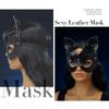Bmirth Leather Rabbit Punk Black Cat Head Fox Animal Half Face Adjustable Mask for Halloween Party Masquerade Prom Decorative (Cat1) view 4