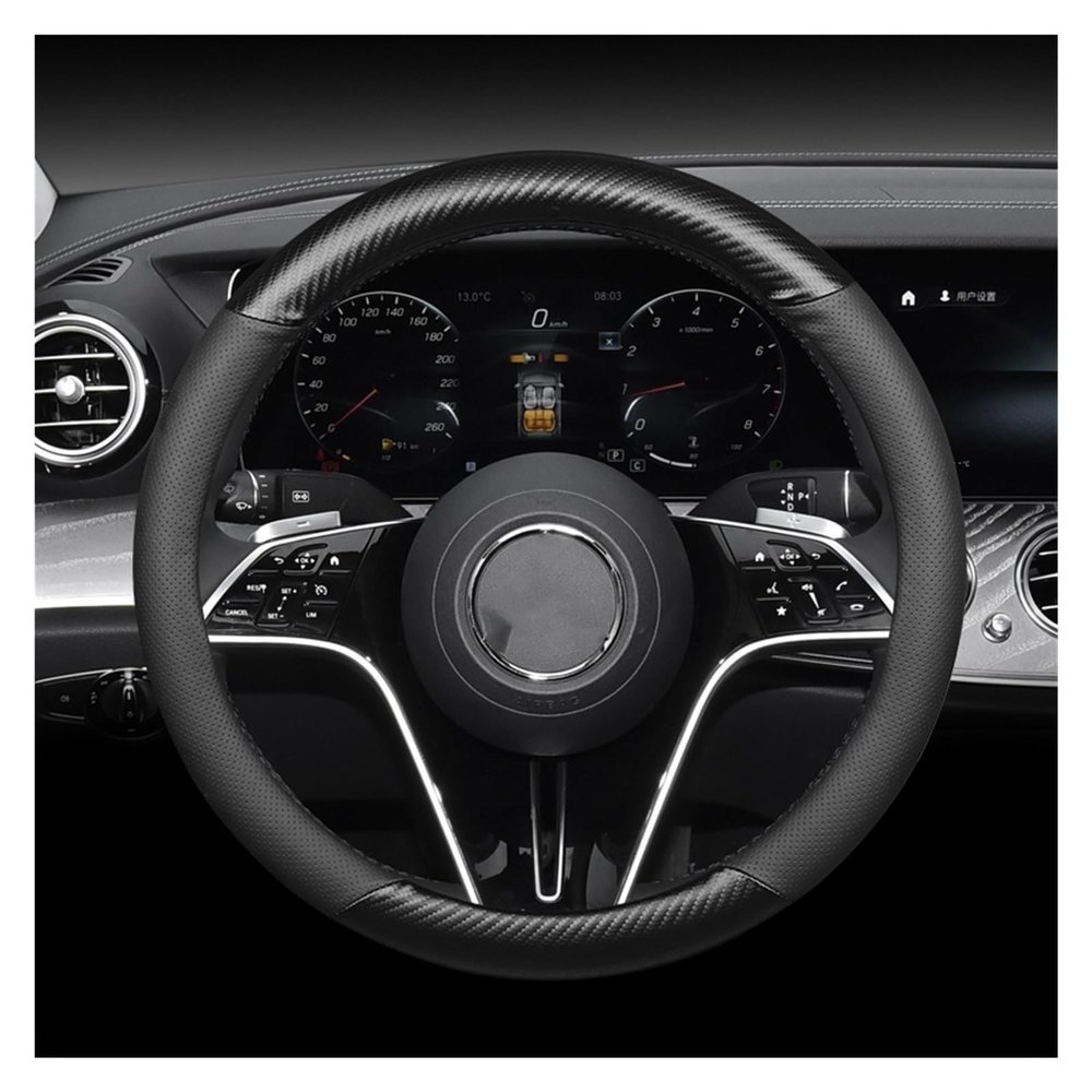 FUERU Car Steering Wheel Cover Set Car Steering Wheel Cover Breathable Leather Ultra-Thin Comfortable Car Interior Accessories (Color : 4#)