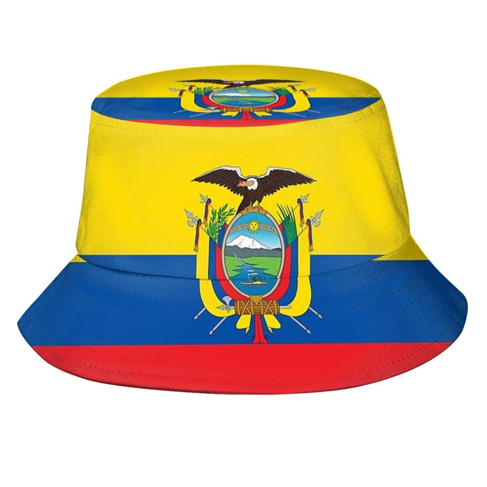 Cute Ecuador Flag Bucket Hats Fashion Sun Cap Summer Outdoor Ecuadorian Fisherman Cap for Adults Women Men