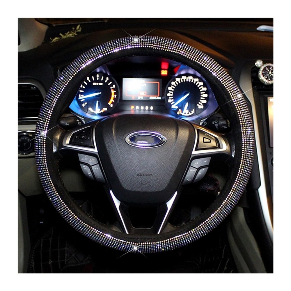 FUERU Car Steering Wheel Cover Set Car Steering Wheel Cover with Color White Diamond Stretch Breathable Delicate Car Interior (Color : 1#)