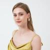 18K Real Gold Plated 925 Sterling Silver Needle Copper Pearl Earrings For Women, Pearl Hoop Earrings, Pearl Dangle Earrings, Pearl Drop Statement Earrings, Chunky Hoop Earrings view 3