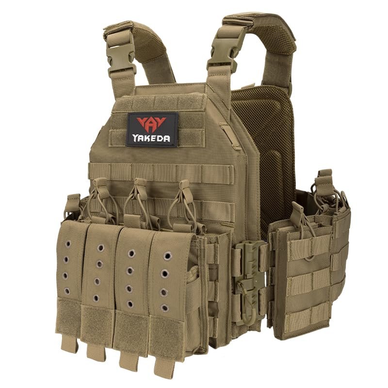 YAKEDA Quick ReleaseTactical Outdoor Vest for Adult (Tan)