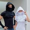 JIAHG Cyberpunk Rogue Hood Scarf Medieval Gothic Cowl for Halloween Xmas Cosplay Party Ninja Assassin Costume Accessories view 3