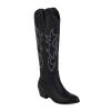Boots For Women Black Large Women's Cowgirl Embroidered Western Cowboy Boots, Mid Calf Booties Pointed Toe Chunky Heel Pull On Fashion Design Western Boots for Ladies, Party and Outdoor view 1