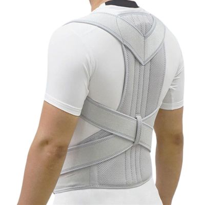 MBROS Adjustable Posture Corrector Lumbar Back Support Brace Breathable Deportment Corset for Spine Back Stretcher Orthopedic Back (Color : Silver, Size : XL)
