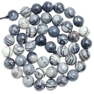 4mm Black Zebra Jasper Gemstone Black White Round Loose Beads 15 inch Full Strand CHIK-STRD-53315