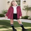 Betusline Girl's Trench Coat, Single Breasted Windbreaker Jacket Hoodie Dress Coat Outerwear for Girl,1# Wine Red,6-7 Years = Tag 130 view 2