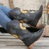 Womens Cowboy Boots Black Square Toe Cowboy Boots Women Western Boots Cowgirl Boots Ladies Pointy Toe Fashion Embroidered Knee High Stitching Almond Chunky Heel Retro Classic Boot Pull-On view 3