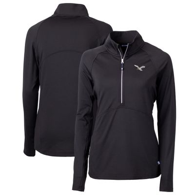 Cutter & Buck Women's Black Philadelphia Eagles Gridiron Classics Logo Adapt Eco Knit Stretch Recycled Half-Zip Pullover Top