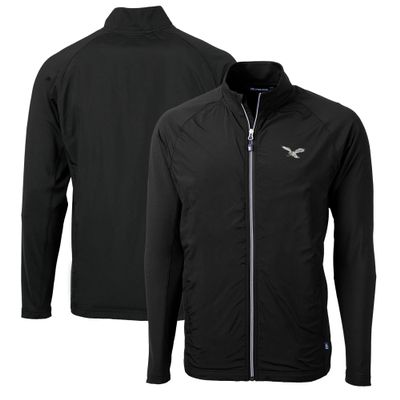 Cutter & Buck Men's Black Philadelphia Eagles Gridiron Classics Big & Tall Adapt Eco Knit Hybrid Recycled Full-Zip Jacket