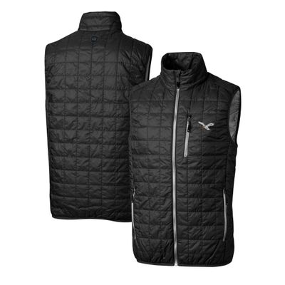 Cutter & Buck Men's Black Philadelphia Eagles Gridiron Classics Big & Tall Rainier PrimaLoft Eco Insulated Full-Zip Puffer Vest