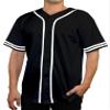 DIGITMON Men's Baseball Jersey Button Down Premium Two-Striped T Shirts Sports Uniform, Blackwhite Small view 1