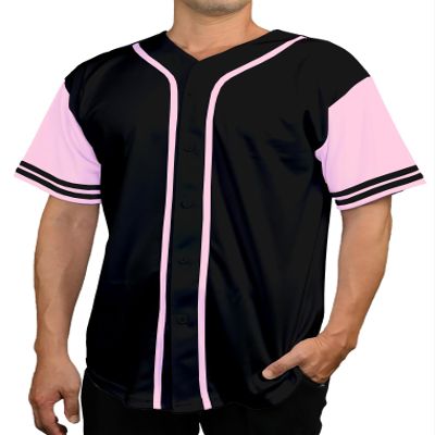 DIGITMON Men's Baseball Jersey Button Down Premium Two-Striped T Shirts Sports Uniform, Blackpink 2X-Large