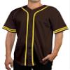 DIGITMON Men's Baseball Jersey Button Down Premium Two-Striped T Shirts Sports Uniform, BROWNYELLOW Large view 1