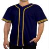 DIGITMON Men's Baseball Jersey Button Down Premium Two-Striped T Shirts Sports Uniform, NAVYGOLD Large view 1