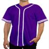 DIGITMON Men's Baseball Jersey Button Down Premium Two-Striped T Shirts Sports Uniform, PURPLEWHITE Small view 1