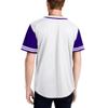 DIGITMON Men's Baseball Jersey Button Down Premium Two-Striped T Shirts Sports Uniform, WHITEPURPLE Large view 2