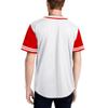 DIGITMON Men's Baseball Jersey Button Down Premium Two-Striped T Shirts Sports Uniform, WHITERED Medium view 2