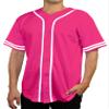 DIGITMON Men's Baseball Jersey Button Down Premium Two-Striped T Shirts Sports Uniform, HOTPINKWHITE X-Large view 1