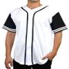 DIGITMON Men's Baseball Jersey Button Down Premium Two-Striped T Shirts Sports Uniform, WHITEBLACK Large view 1