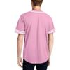 DIGITMON Men's Baseball Jersey Button Down Premium Two-Striped T Shirts Sports Uniform, PINKWHITE Large view 2