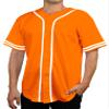 DIGITMON Men's Baseball Jersey Button Down Premium Two-Striped T Shirts Sports Uniform, ORANGEWHITE Medium view 1