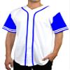 DIGITMON Men's Baseball Jersey Button Down Premium Two-Striped T Shirts Sports Uniform, WHITEROYAL Small view 1