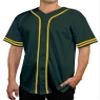 DIGITMON Men's Baseball Jersey Button Down Premium Two-Striped T Shirts Sports Uniform, FGREENGOLD 2X-Large view 1