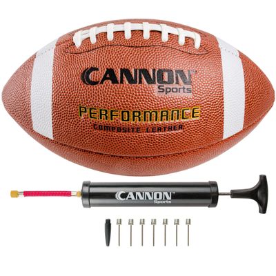 Cannon Sports Official Size Football - Composite Leather Football with Extra Grip & Durable Construction for All-Weather Play Regulation Size Ball with Pump (Orange/White, Official)