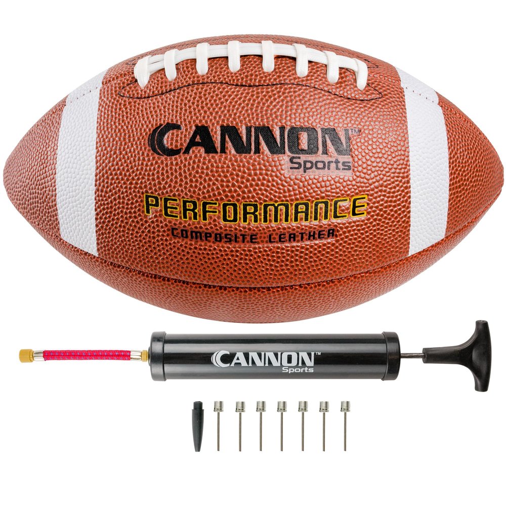 Cannon Sports Official Size Football - Composite Leather Football with Extra Grip & Durable Construction for All-Weather Play Regulation Size Ball with Pump (Orange/White, Official)