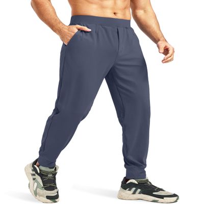 Blouty Men's Joggers Pants with Zipper Pockets Stretch Workout Athletic Sweatpants Gym Golf Joggers for Men Casual Running (Dusty Blue, XXL)
