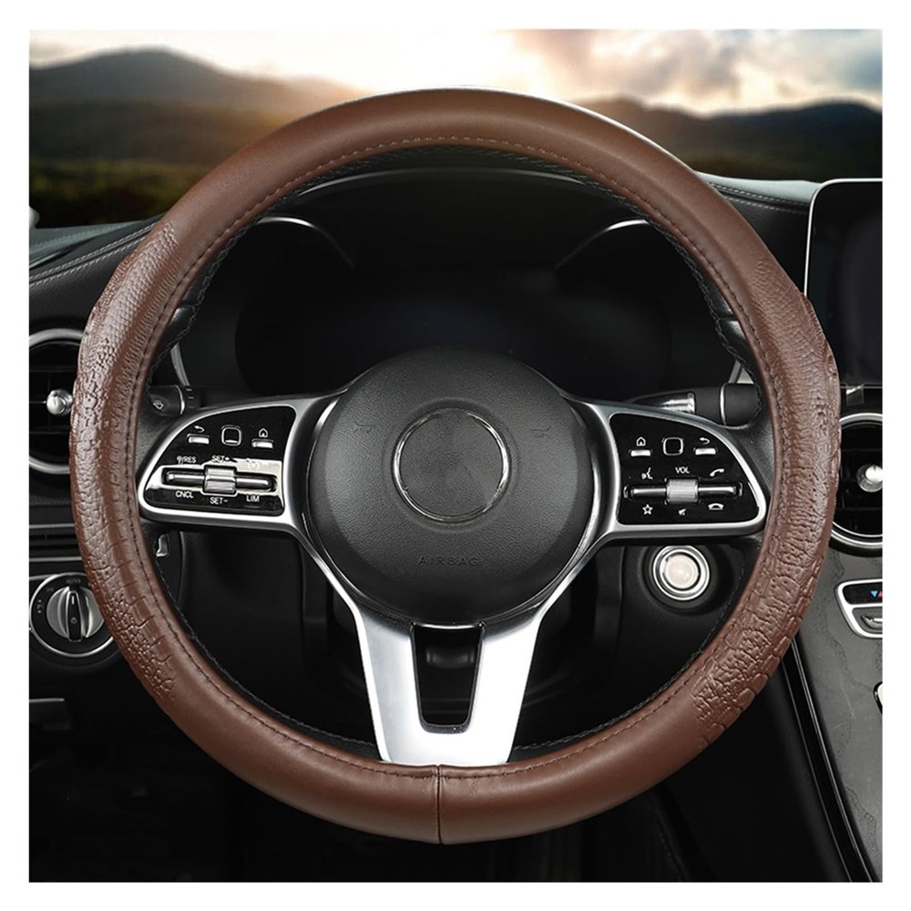 FUERU Car Steering Wheel Cover Set Car Steering Wheel Cover Four Seasons Leather Soft Skin-Friendly Car Interior (Color : 3#)