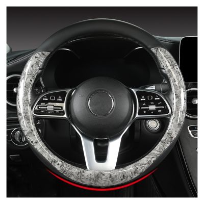 FUERU Car Steering Wheel Cover Set Car Steering Wheel Cover Real Leather Mahogany Grain Stretch Breathable Car Interior (Color : 3#)