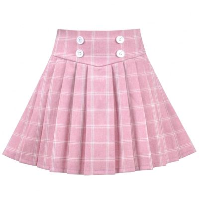 Girls Skirt Pink Grid Check Plaid Pleated School Tennis Mini Casual Size 13-14