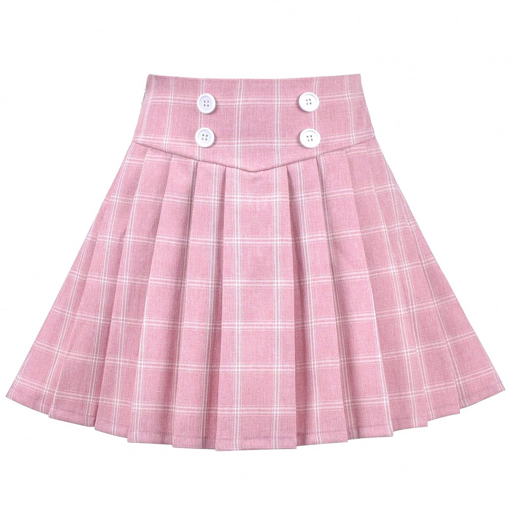 Girls Skirt Pink Grid Check Plaid Pleated School Tennis Mini Casual Size 13-14