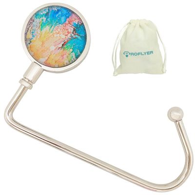 ROFLYER Purse Hook Hanger for Table Bar Handbag Hanger Safer Cleaner Bag Table Hanger with Velvet Pouch (Painting)