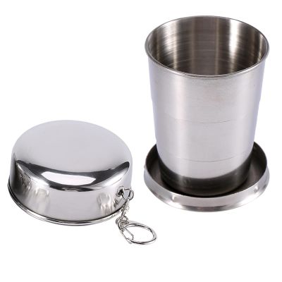 NDNCZDHC Stainless Steel Collapsible Cup Portable Collapsible Travel Caup Folding Cup with Lid and Keychain for Camping, Picnic, Hiking, 2.5oz/4.7oz/8.1oz Optional(S)