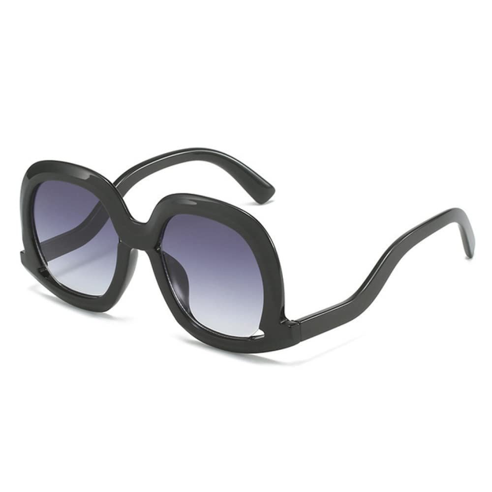 XLUMIO Oval Sunglasses Women Leopard Gradient Shades UV400 Men Hollow Sun Glasses,Black gray gradient,one size