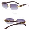 XLUMIO Rimless Sunglasses Man Frameless Gradient Sun Glasses Woman Vintage Wooden,Double Blue,one size view 3