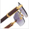 XLUMIO Rimless Sunglasses Man Frameless Gradient Sun Glasses Woman Vintage Wooden,Double Blue,one size view 4